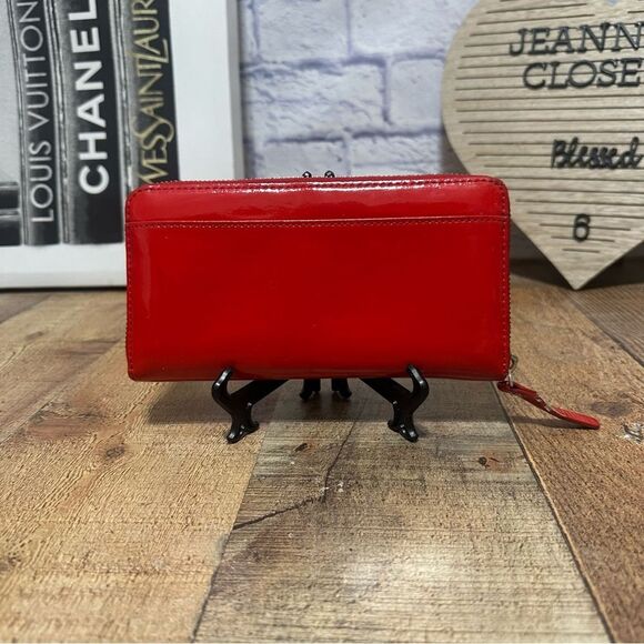 Kate Spade Red Patent Leather Zip Around Wallet - Picture 2 of 15
